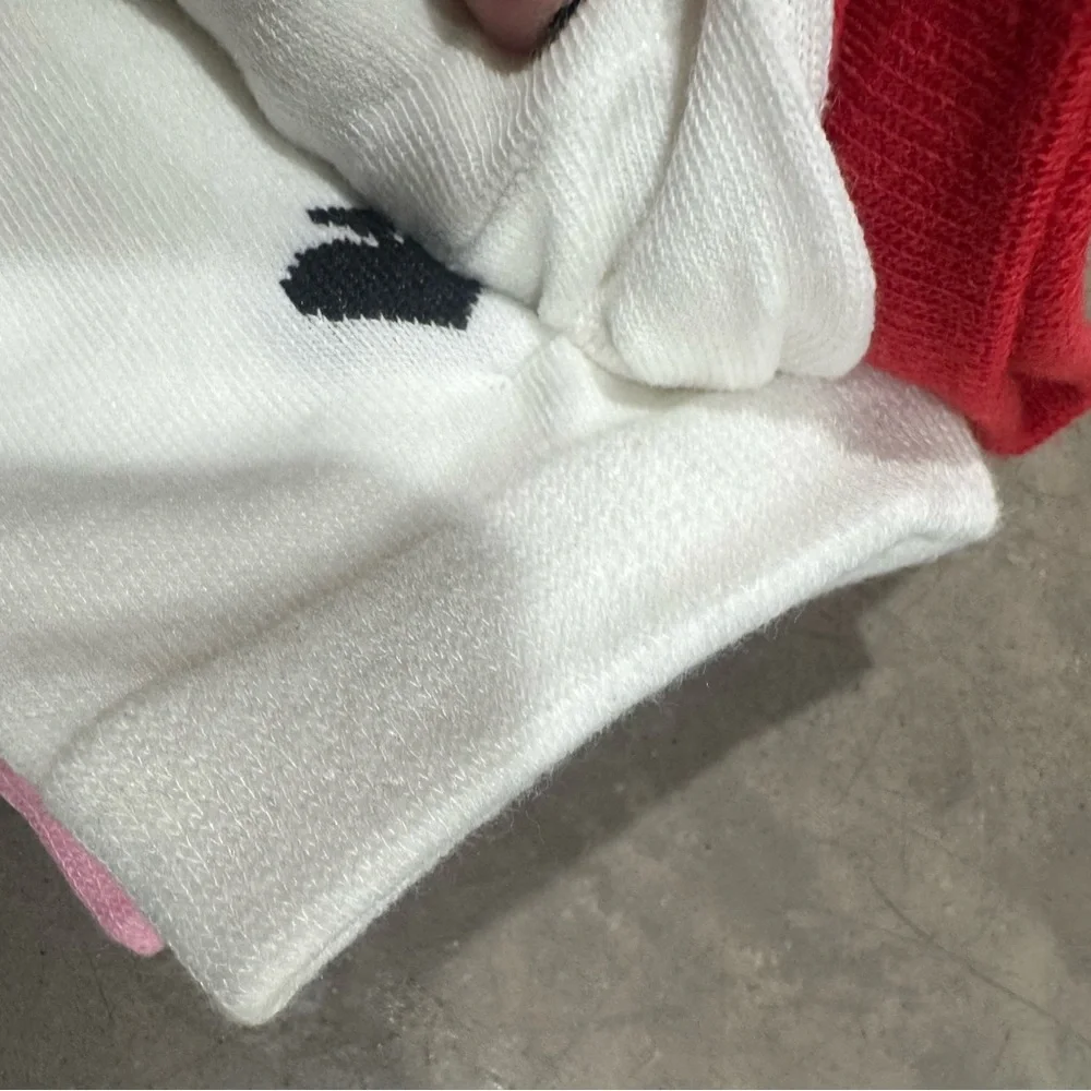Kate Spade ♠️ trio of  Pink Polka Dot Crew Socks plus solid white/red pairs